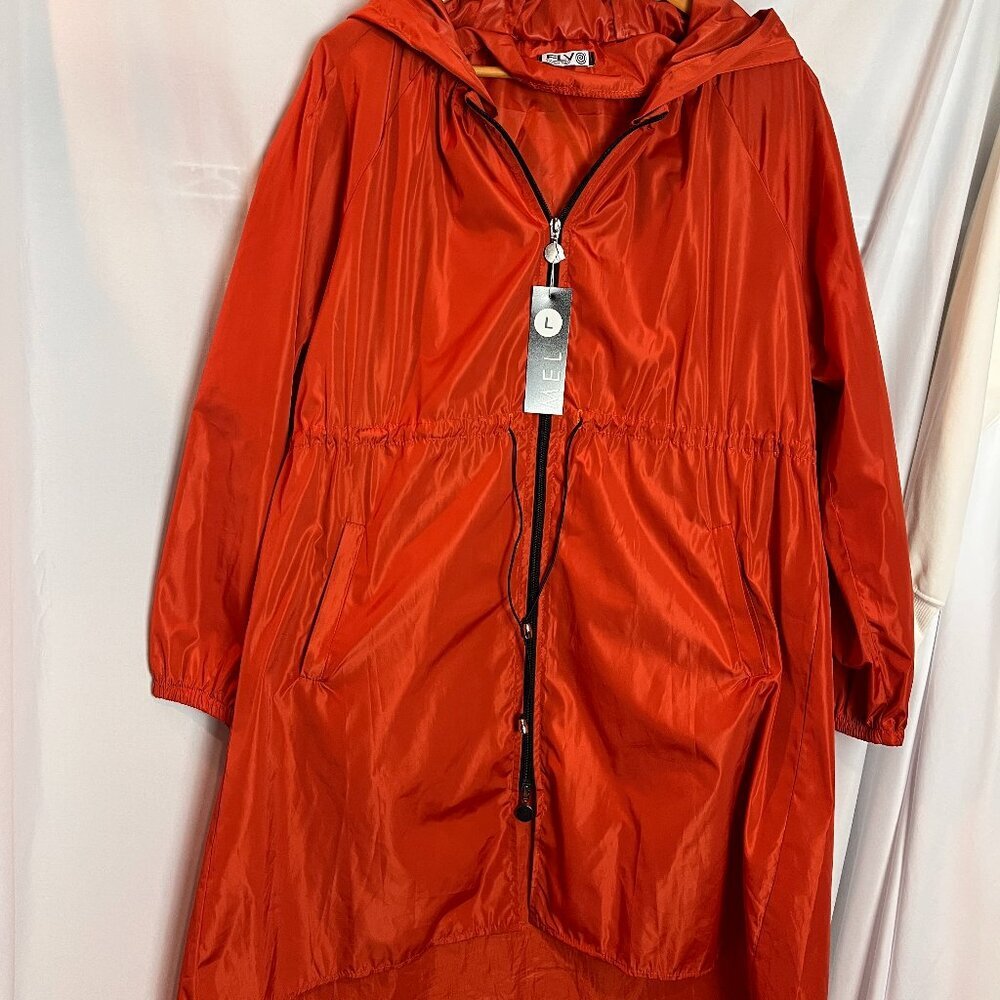 Women's orange Lightweight Polyester Hooded Jacket Size L, NWT
